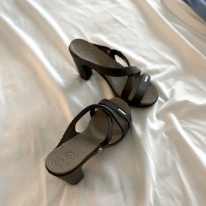Brown CROCS heeled sandals